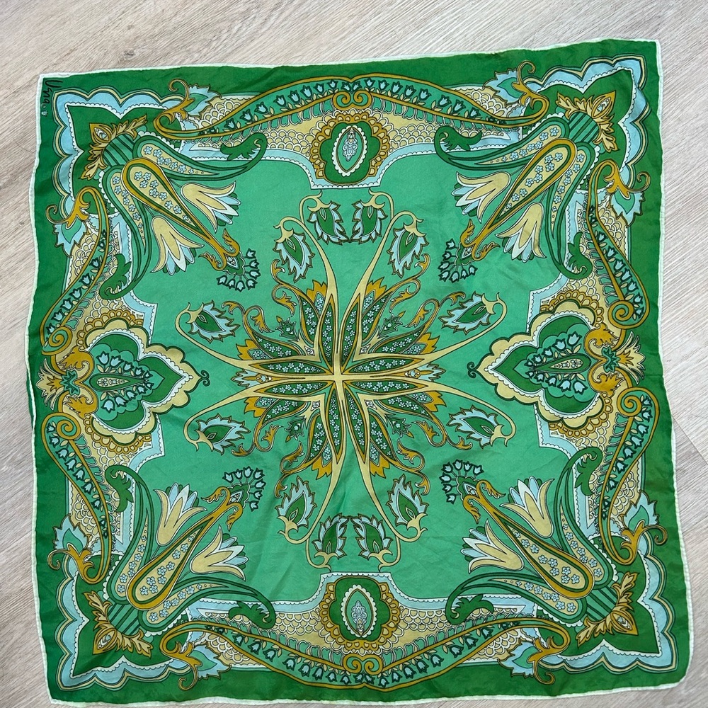 Vintage Green Paisley Vera Silk Scarf